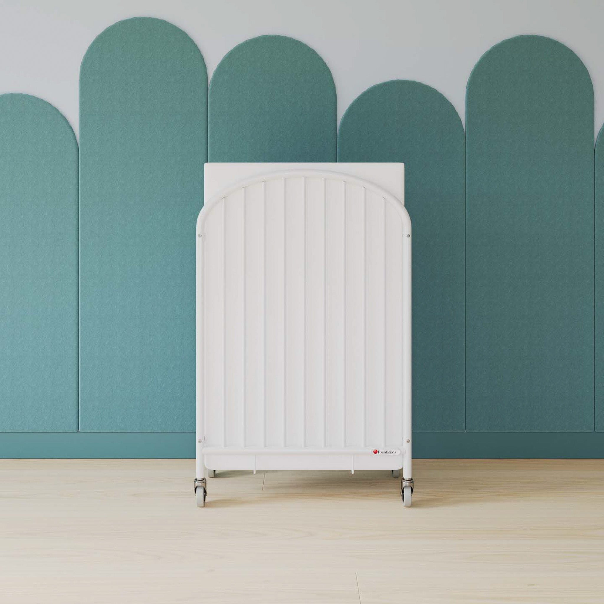 Foundations Pinnacle Folding Crib | Durable White Metal Crib