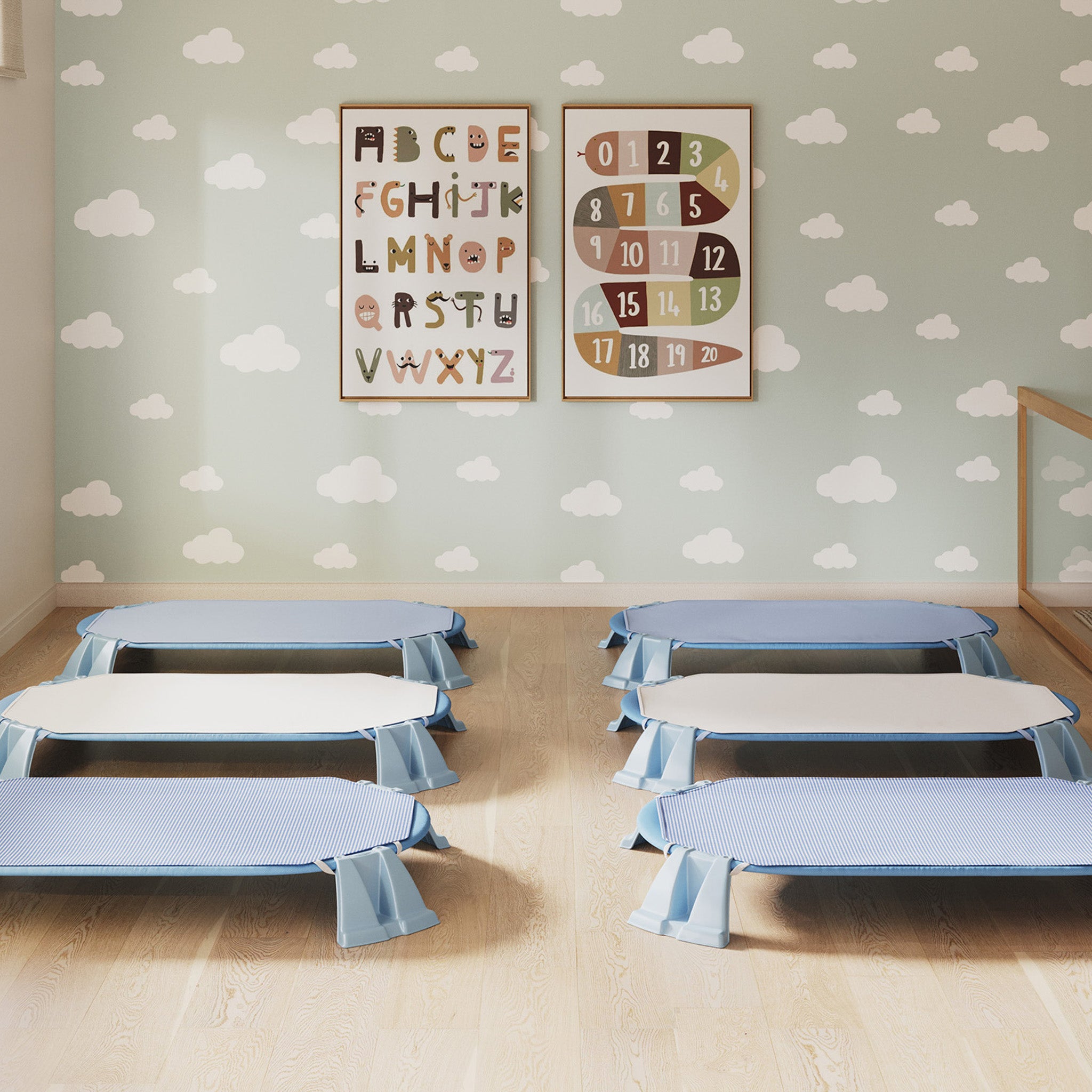 Children's Nap Cot PODZ Toddler Cot - Stackable, Breathable Mesh Cot ...