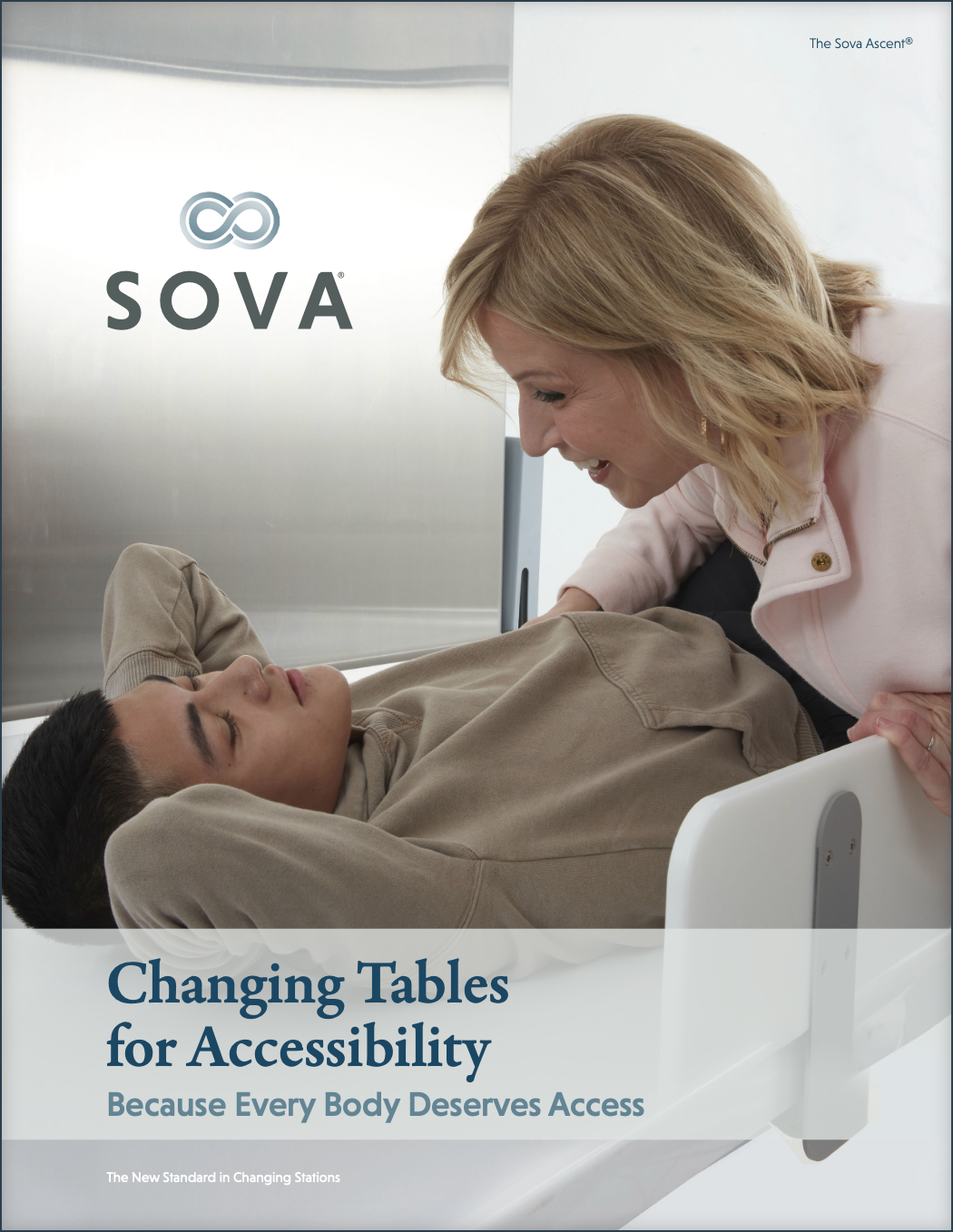 SOVA Ascent universal changing table with two people interacting