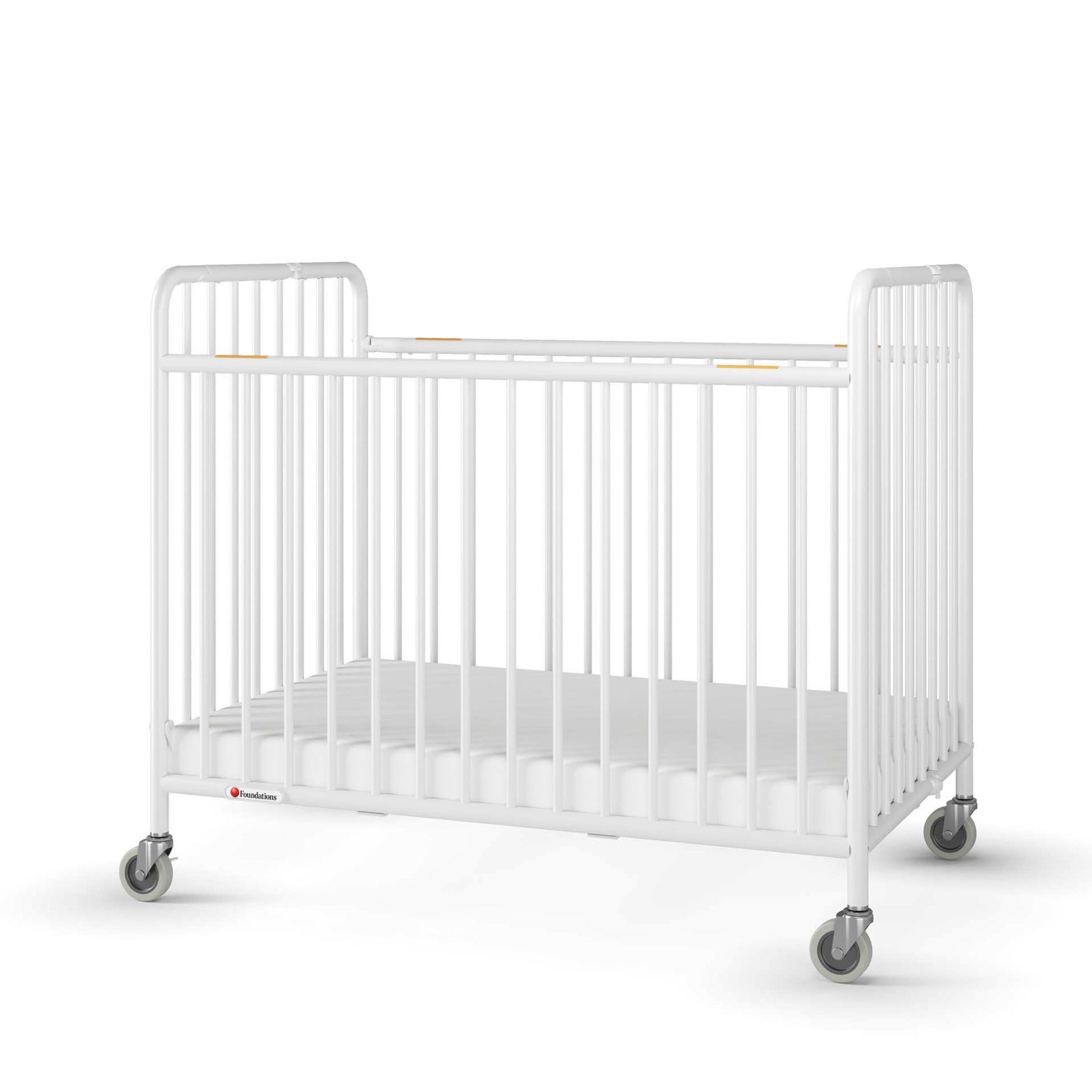 Foundations Pinnacle Folding Crib | Durable White Metal Crib